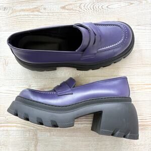 8 By Yoox Leather Chunky Platform Penny‎ Loafer | Purple Size 38